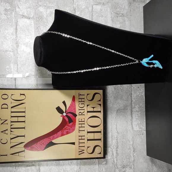 Turquoise Ankle Strap High Heel Shoe Necklace - Picture 1 of 4